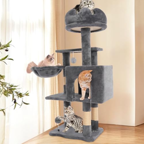 Cat Tree Tower with Hammock (Grey)