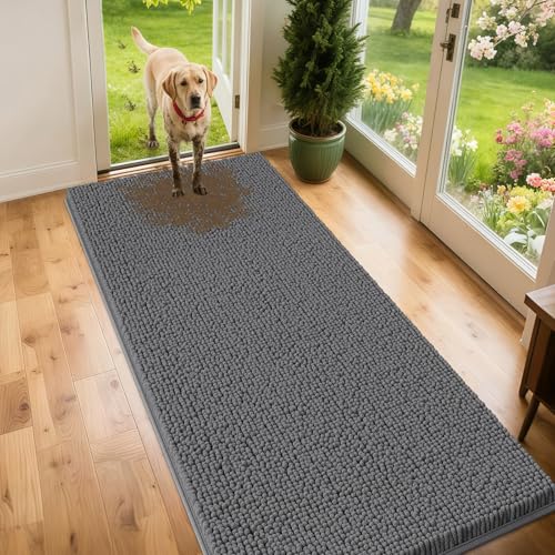 Dog Door Mat for Muddy Paws (Grey / 71" x 25")
