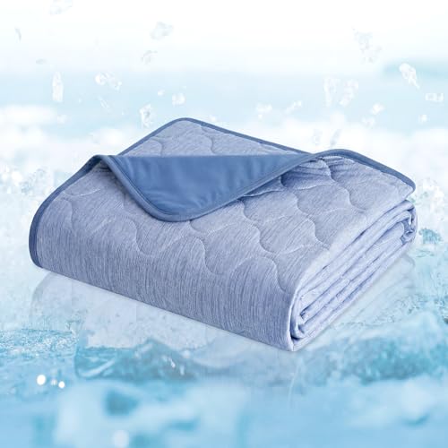 Deluxe Leakproof Cooling Blanket for Large Dogs Q (Heather Haze Blue / 40*60)