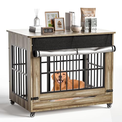 42" Large Dog Crate Furniture (Greige / 42.1"L x 30.0"W x 35.0"H)