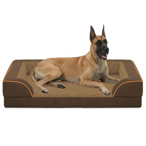 Waterproof Orthopedic Dog Bed for Extra Large Dogs (Brown / 53.0"L x 42.0"W x 8.5"Th)