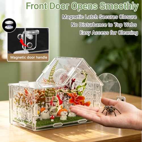 Acrylic Jumping Spider Enclosure Kit 25PCS with Decor (orange-Fairy Tale)