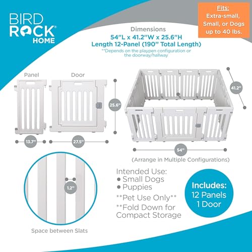 Pet Playpen with Door (White / 12-Panel - 25.6" H)