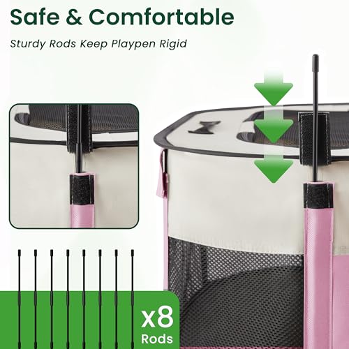 Pet Puppy Dog Playpen (Light Pink / Medium)