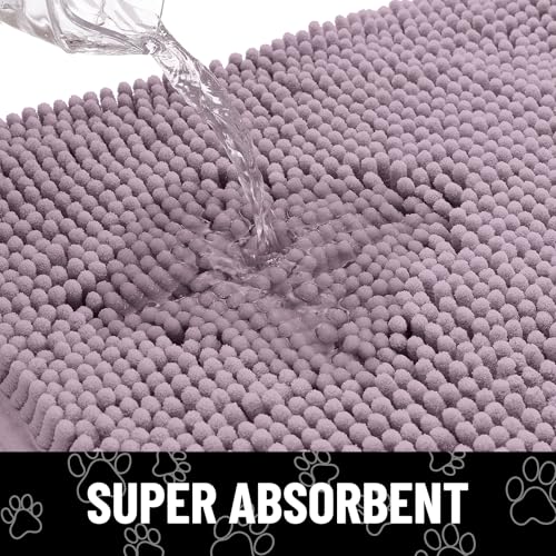 Dog Door Mat for Muddy Paws (48"X30" / Deep Plum and White)
