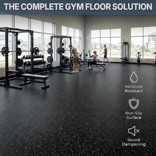 Traxxon by FlooringInc Rubber Gym Flooring Roll (Grey / 600"L x 48"W x 0.5"Th)
