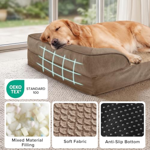 Orthopedic Medium Dog Beds for Medium Dogs (Brown / M (28"x 23"x 6.5"))