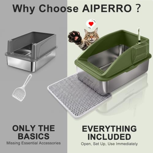 Stainless Steel Litter Box (Olive Green / X-Large)
