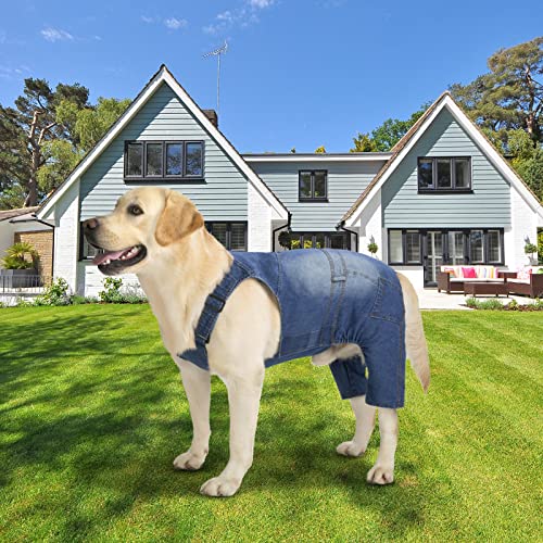 Classic Dog Jeans Overall for Medium Large Dogs (38(Chest 44.88'') / Blue)
