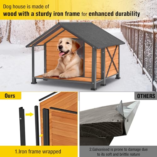 Outdoor Heated Dog House with Heating Pad Insulated Dog House with Anti