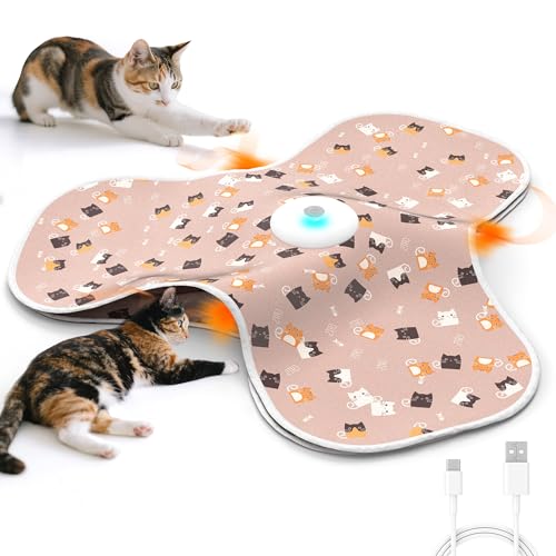 Interactive Cat Toys for Indoor Cats‌ Adult‌ with Feather Tail Switchable Mouse Sounds (PINK)