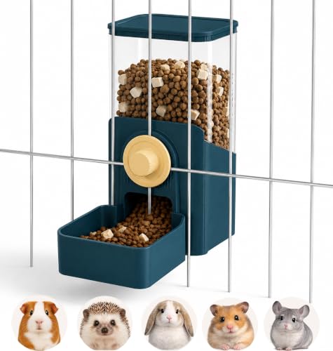 41 oz Hanging Gravity Feeder for Small Animal Cages Rabbit & Guinea Pig (Dark Blue)