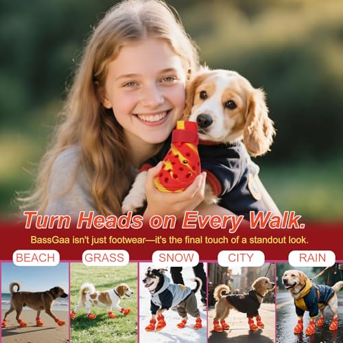Dog Shoes for Hot Pavement (Yellow Red / S)