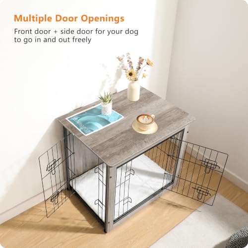 27" Dog Crate Furniture (Greige / 27.2"L x 20.1"W x 23.6"H)