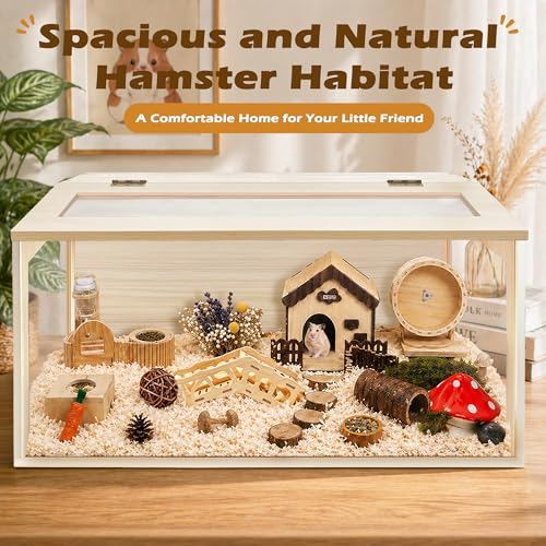 Hamster Cage with Chewproof Wood Top (Oak / 31.0"L x 14.0"W x 14.0"H)
