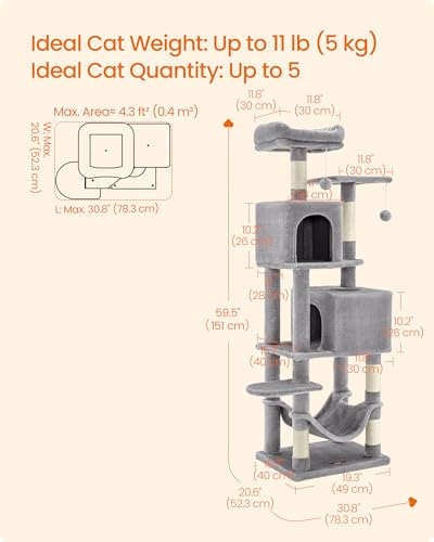 Cat Tree 59.5 (59.5 Inches / Light Gray)