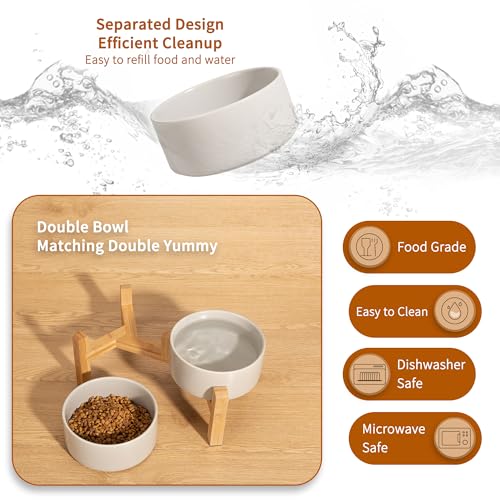 Elevated Ceramic Dog Bowl (Light Gray / Medium)