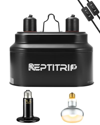 Dual Reptile Light Fixture with 100W Daytime Heat Bulb & 100W Nighttime Ceramic Heat Emitter (ST1)