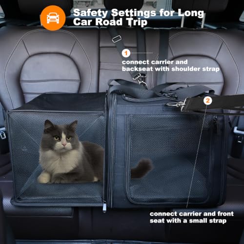 20x14x14 Expandable car cat Carrier (All black)