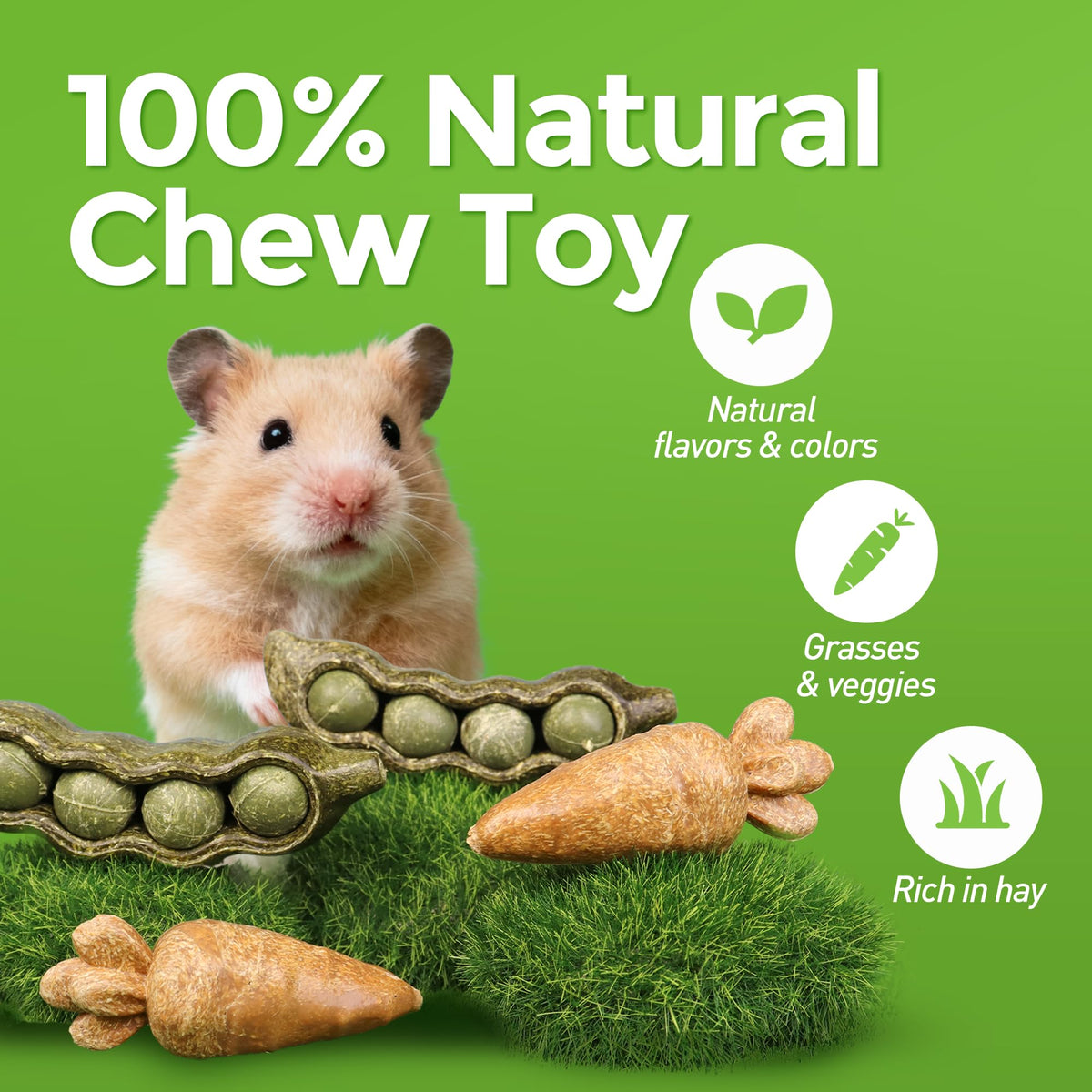 4PCS Guinea Pig Toys (4PCS-Peapod and Carrot)