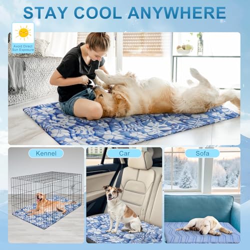 Cooling Mat for Large Dogs (Hawaii Blue / 48.0"L x 28.0"W x 1.0"Th(L))