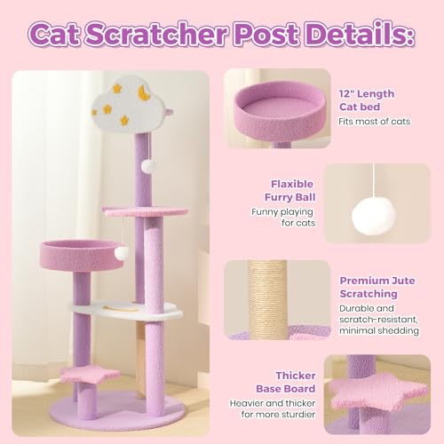 Moon Star Cat Tree (47" / Purple Pink)