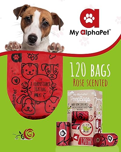 Compostable Dog Poop Bags (1 Count (Pack of 120) / Rose Scented)
