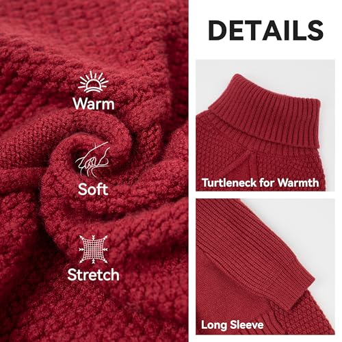 Dog Sweater Long Sleeve Warm Knit Sweaters for Large Dogs Boy Girl (Burgundy / XX-Large)