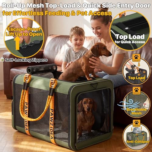 Expandable Large Pet Carrier (24.0"L x 16.0"W x 16.0"H / Forest Green)