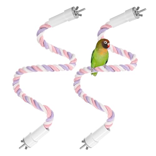 2 Pack Rope Perches for Bird Cages (Pink Purple / 23.6 in)