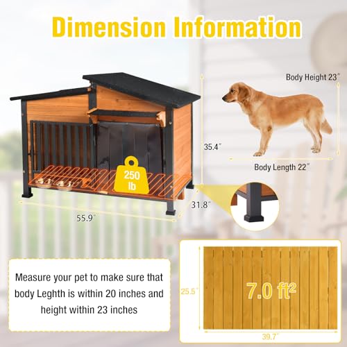 Outside Chew Resistant Heated Dog House with Metal Frame (Wood / XL-IN)