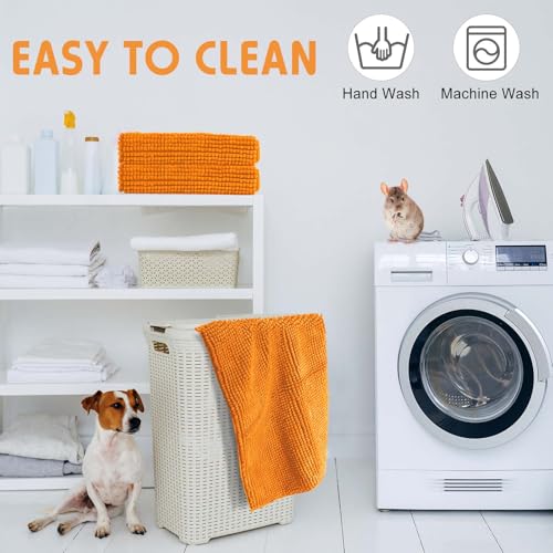 4 Pcs Guinea Pig Cage Liner (Orange / 16 x 24 Inch / Low Pile Chenille)