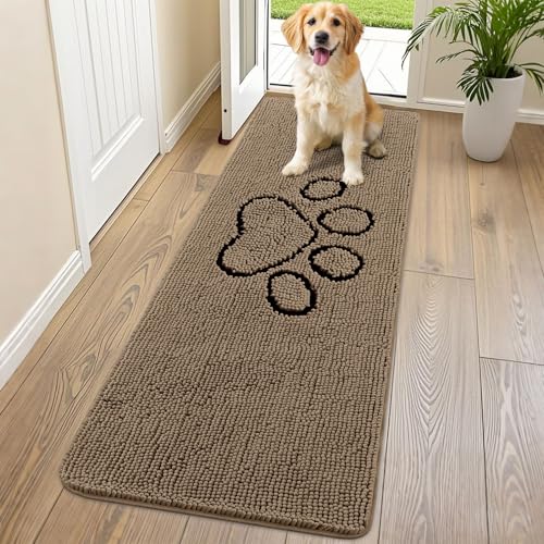 Dog Door Mat for Muddy Paws (70"X24" / Camel and Black)