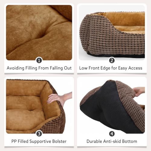 Rectangle Washable Orthopedic Dog Bed for Small (Coffee / S(20’’x 19’’x 6’’))