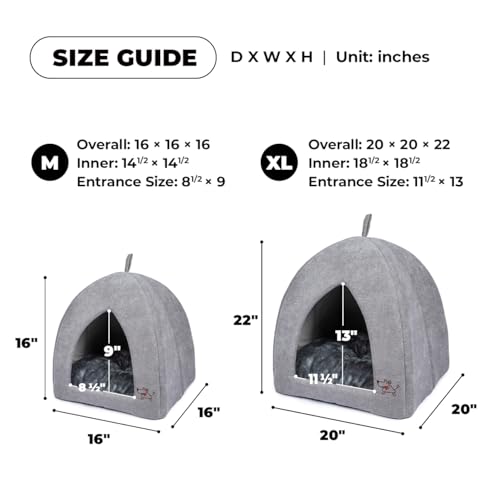 Cat Bed for Indoor Cat (Gray (Tent) / 20" x 20" x H:22")