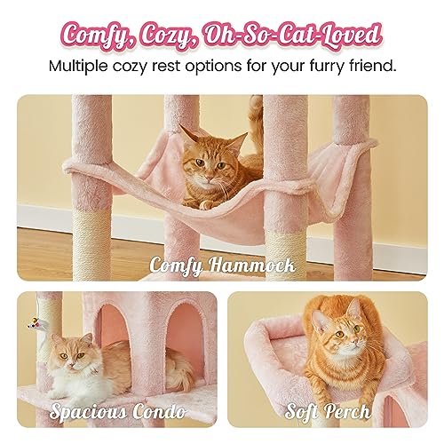 70.1 Inch Pink Large Cat Tree (70.1 in / Pink)