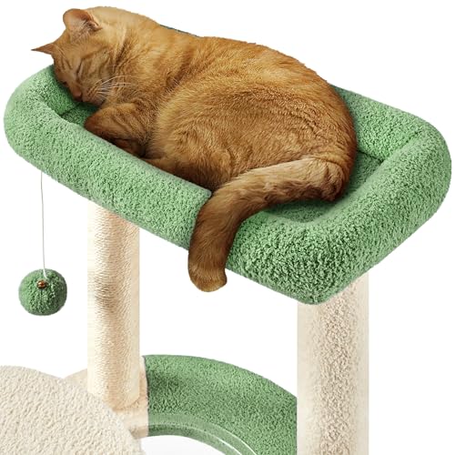 Cat Tree 35.5in Cat Tower for Indoor Cats (Army Green/Beige)