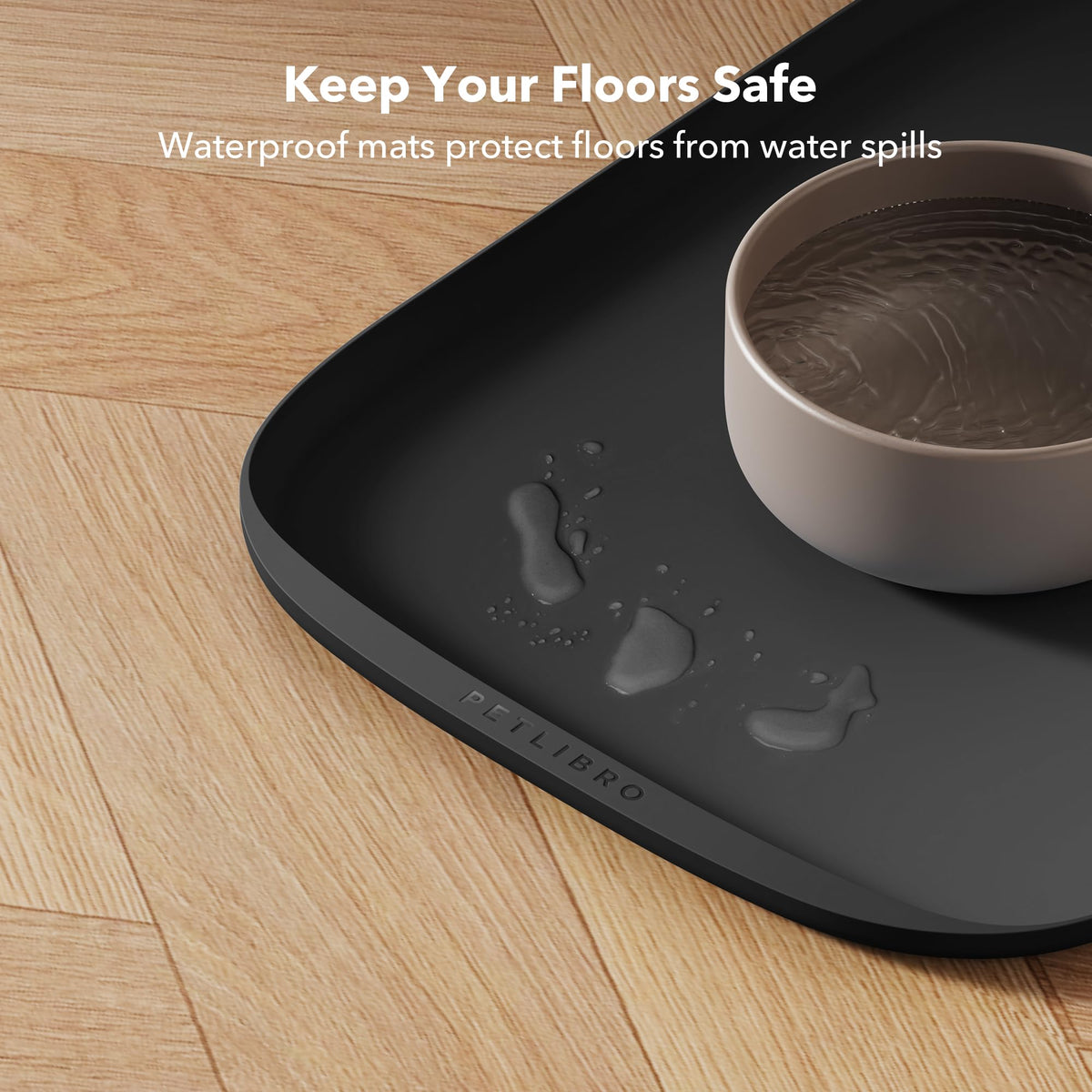 Dog Food Mat Keep Floors Clean Under Food & Water Bowls (Black / 22"L x 16.5"W)