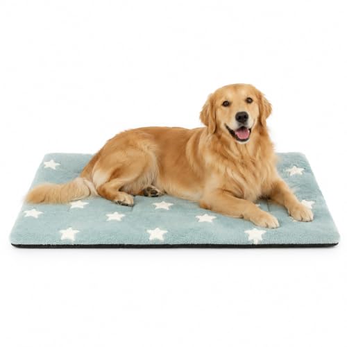 Dog Crate Pad Washable Dog Bed for Crate Flat Cat Pet Kennel Mat (36''L x 23''W x 1.5''Th / Blue)