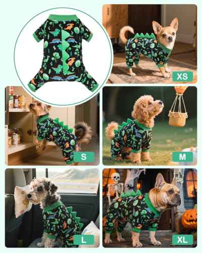 Dinosaur Costume Dog Pajamas (Large / Watercolor Dino Forest)