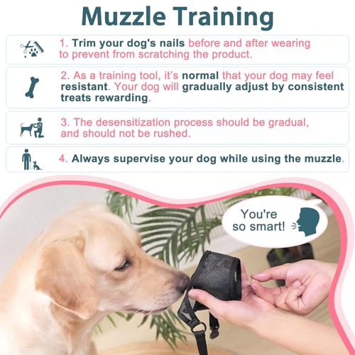 Dog Muzzle for Large Medium Small Dogs German Shepherd Labrador (Hot Pink / S(Snout:7.75"-8.75"))
