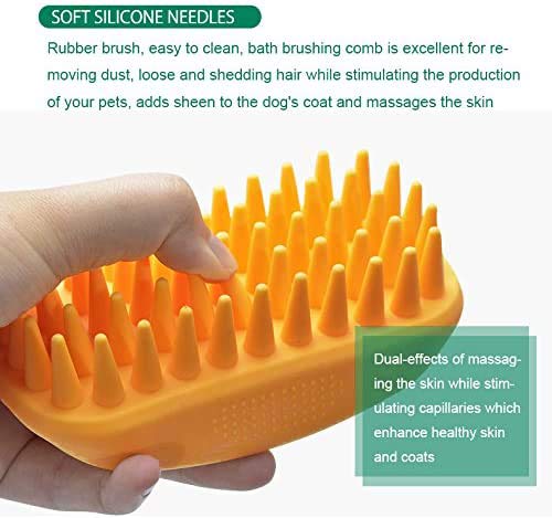 Pet Silicone Shampoo Brush for Long & Short Hair Medium Large Pets Dogs Cats (Green)