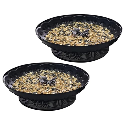 Ground Platform Bird Feeder Tray (black-2 pack)