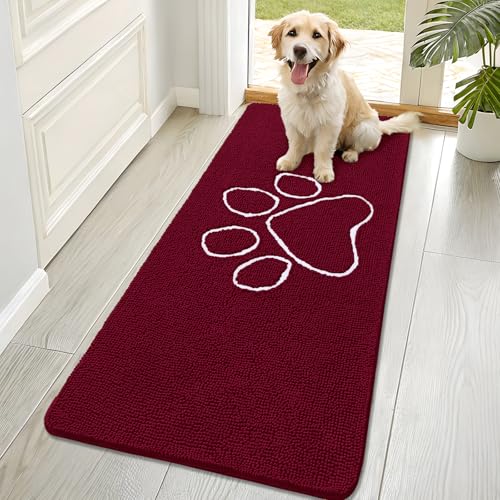 Dog Door Mat for Muddy Paws 70x32 (Burgundy / 70" X 32")