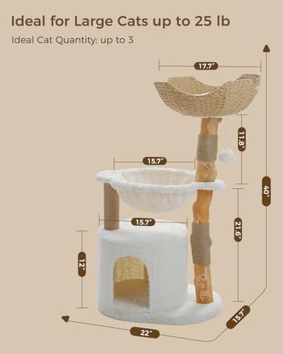 Modern Cat Tree for Large Cats (40" / Cloud White)