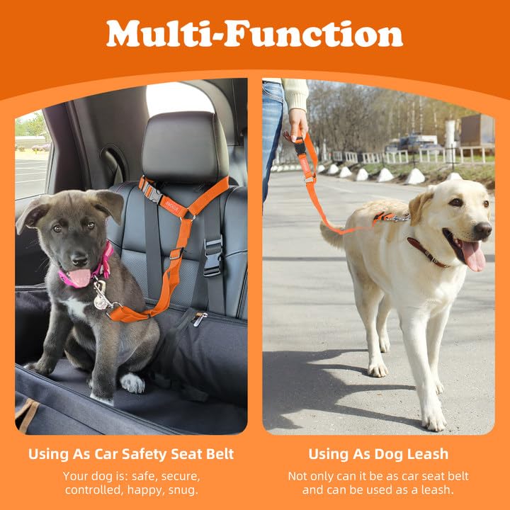 Dog Seat Belt for Car (Orange)