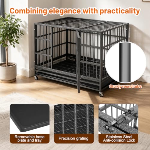 Indestructible Dog Crate Cage Kennel (Metal 47"-round tube)