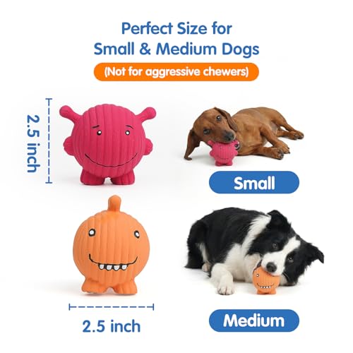 Dog Squeaky Balls Toys Rubber Soft Latex Dog Toys Chewing Squeaky Toy for Puppy Small Medium Pets (smiley face design)