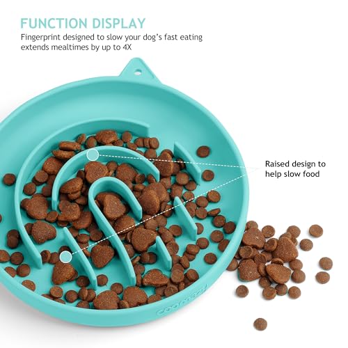Slow Feeder Cat Bowl Silicone Pet Puzzle Feeder for Slow Eating (Cyan / 1 Cup)