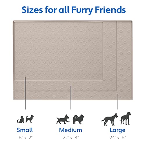 100% Waterproof Dog Food Mat (Beige / 18"L x 12"W)